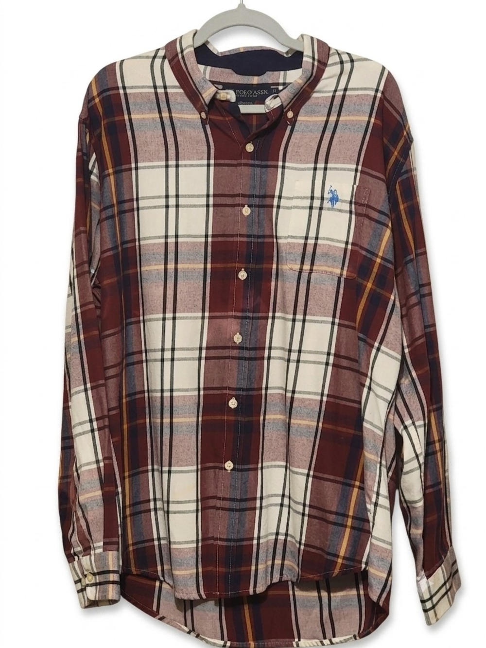 U.S. Polo Assn. Burgundy and Cream Plaid Button-Down Shirt